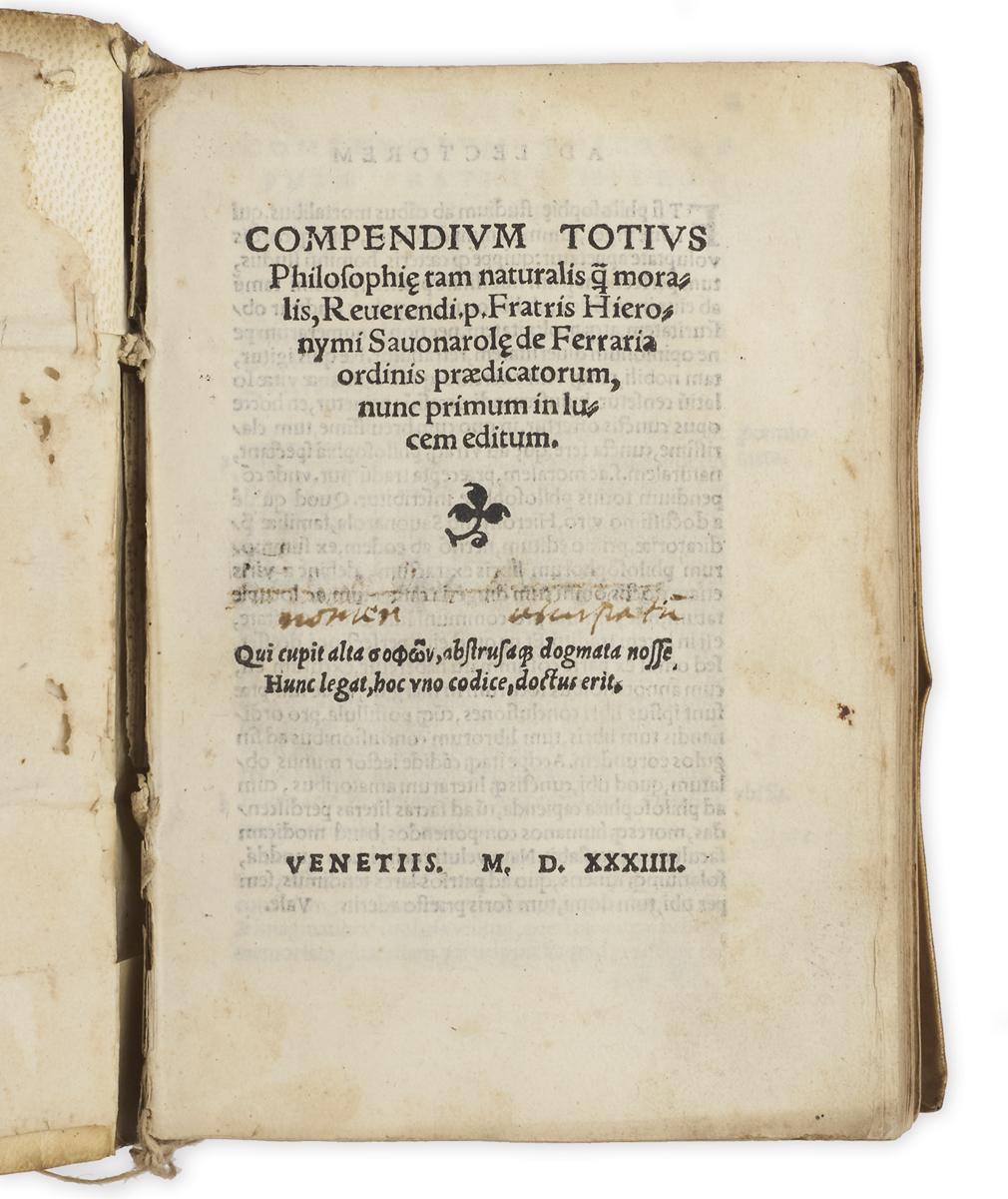 Compendium totius philosophi[a]e tam naturalis q[uam] moralis … nunc primum in lucem editum [– Opus perutile de divisione ordine ac utilitate omnium scientiarum … in poeticen apologeticus; – Compendium logices … nuper recognitum].