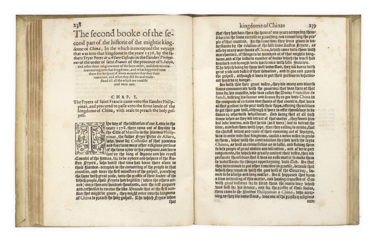 The Historie of the great and mightie Kingdome of China, and the Situation thereof: togither with the great Riches, huge Citties, politike Governement, and rare Inventions in the same.  Translated out of Spanish by R. Parke.